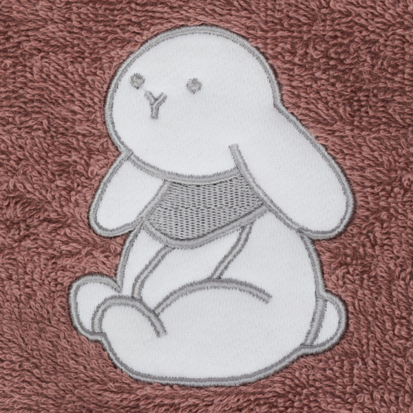 Serviette de bain à capuche 75x75 cm, rose lapin Fillikid