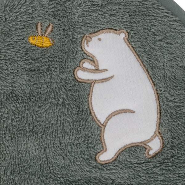 Serviette de bain enfant à capuche 75x75 cm, ours vert Fillikid