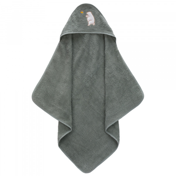 Serviette de bain enfant à capuche 75x75 cm, ours vert Fillikid