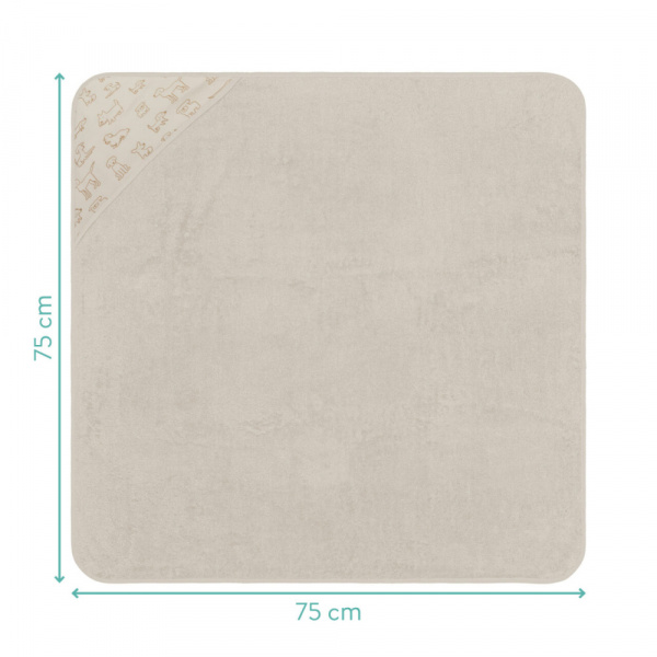 Serviette de bain enfant à capuche 75x75 cm, chien beige Fillikid