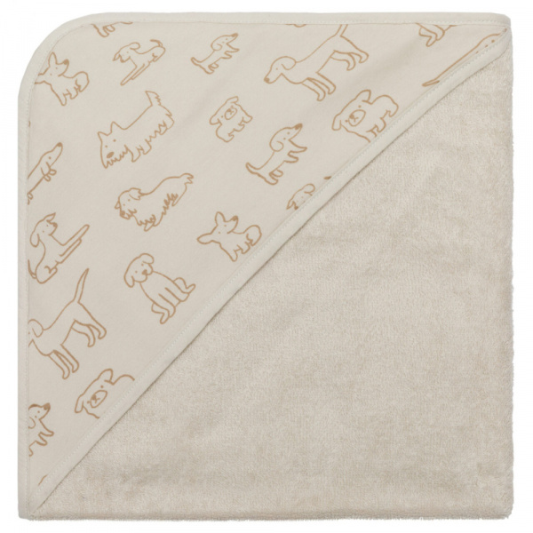 Serviette de bain enfant à capuche 75x75 cm, chien beige Fillikid