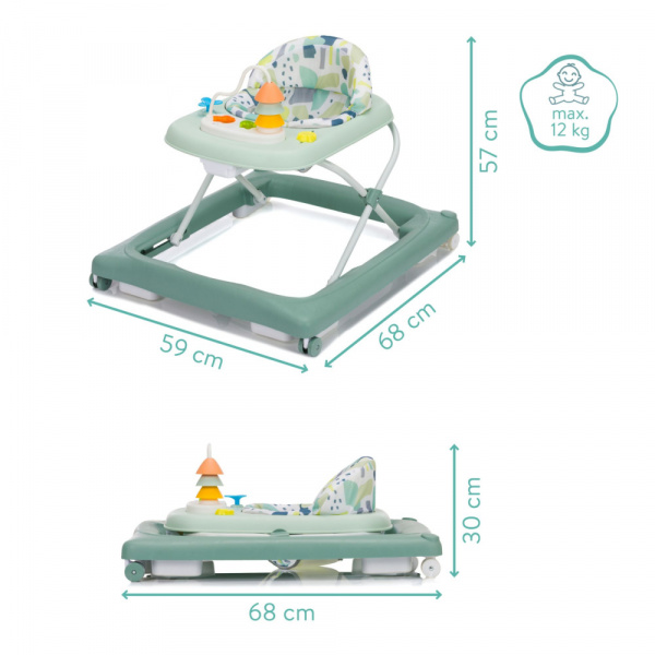 Trotteur bébé emil vert/menthe Fillikid