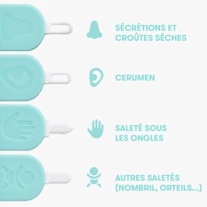 Curette bébé 3-en-1 nez, ongles et oreilles Frida