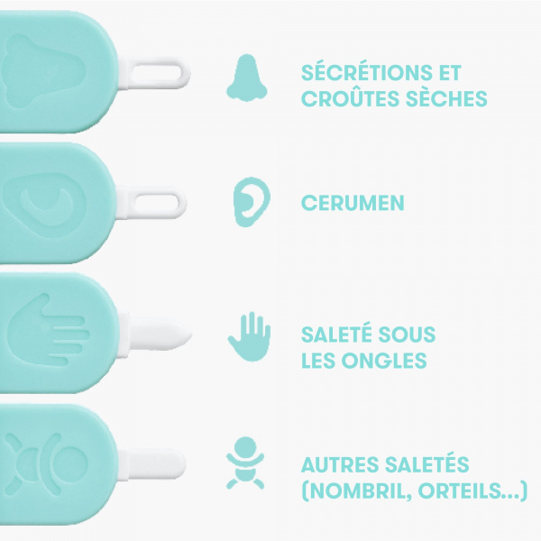 Curette bébé 3-en-1 nez, ongles et oreilles Frida