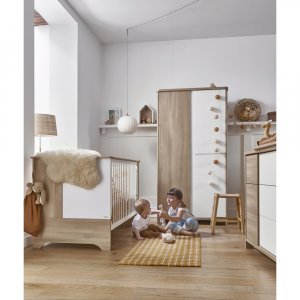 Chambre trio lit bébé évolutif 70x140 cm + commode + armoire sacha chêne Galipette