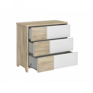 Chambre trio lit bébé évolutif 70x140 cm + commode + armoire sacha chêne Galipette