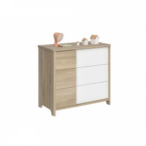 Chambre duo lit bébé évolutif 70x140 cm + commode sacha chêne Galipette