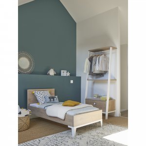 Chambre trio lit bébé évolutif 70x140 cm + commode + armoire 2 portes marcel pieds blancs Galipette