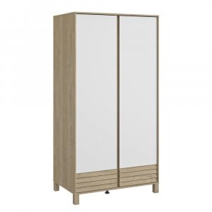 Armoire 2 portes achille chêne blond et blanc Galipette