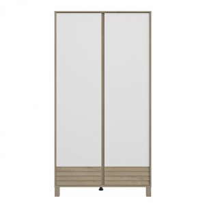 Armoire 2 portes achille chêne blond et blanc Galipette