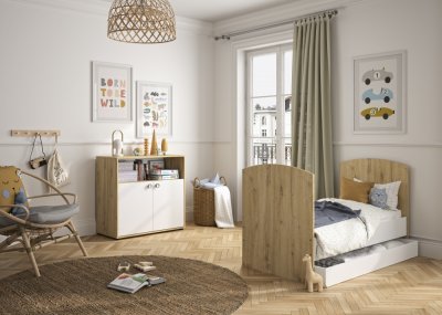 Chambre duo lit bébé évolutif 70x140 cm + commode arthur