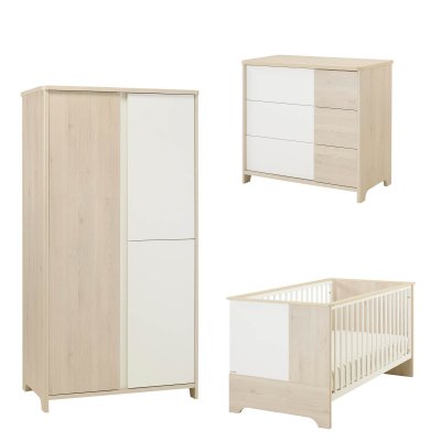 Chambre bébé trio lit bébé 60x120 + commode+armoire nova gris volcan de  Sauthon meubles sur allobébé