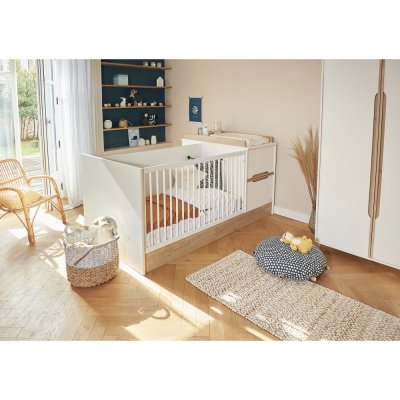 GALIPETTE Chambre duo lit évolutif bébé combiné 70x140 cm + armoire céleste
