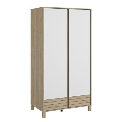 Armoire 2 portes achille chêne blond et blanc