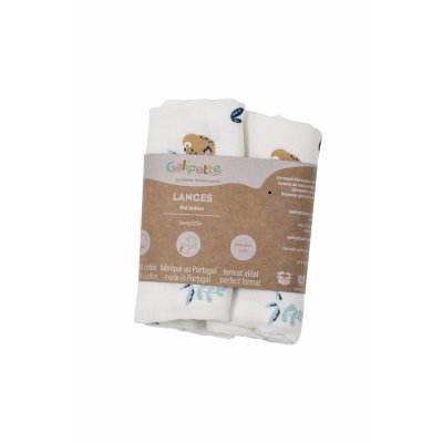 Lot de 2 langes 60x60 cm oiseaux été indien