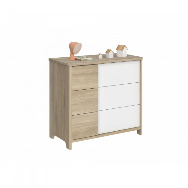 Chambre duo lit bébé évolutif 70x140 cm + commode sacha chêne Galipette