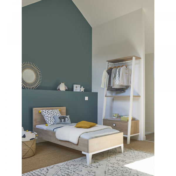 Chambre duo lit bébé évolutif 70x140 cm + commode marcel blanc Galipette