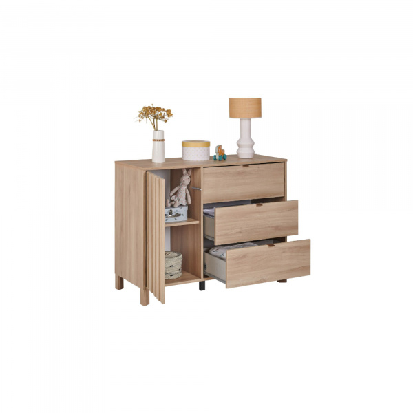 Chambre trio lit bébé évolutif 70x140 cm + commode + armoire calypso Galipette