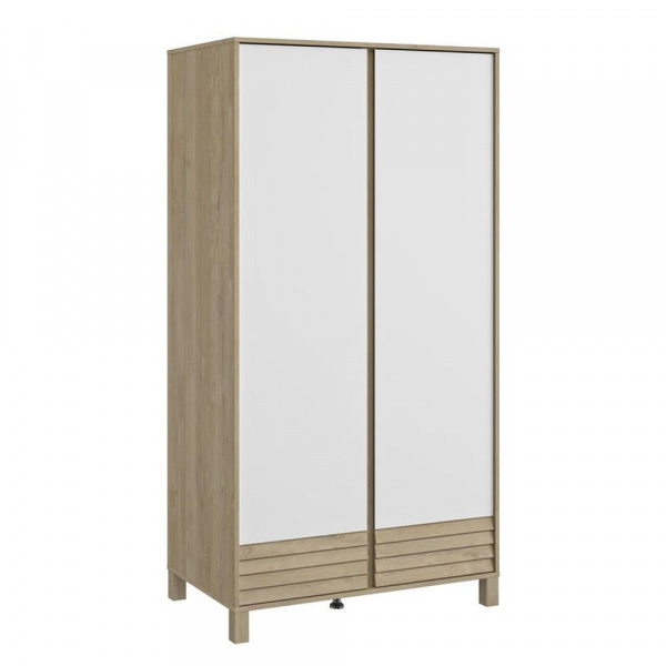 Armoire 2 portes achille chêne blond et blanc Galipette