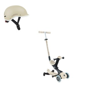 Trottinette évolutive go up deluxe lights eco 360 + casque enfant rider xxs/xs sable Globber