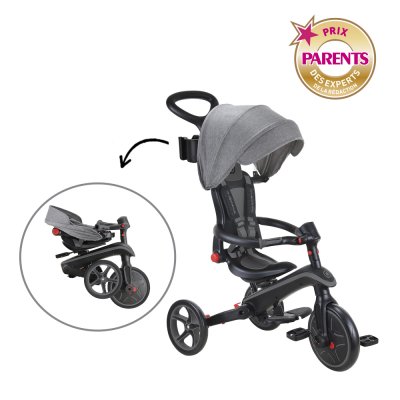 Tricycle explorer 4 en 1 évolutif et pliable noir et gris