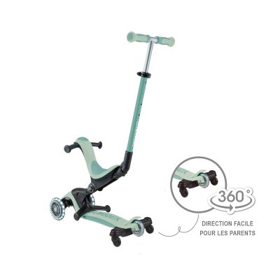 Trottinette évolutive go up deluxe lights eco 360 pistache
