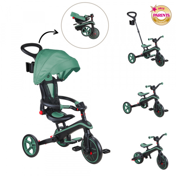 Tricycle explorer 4 en 1 évolutif et pliable olive Globber