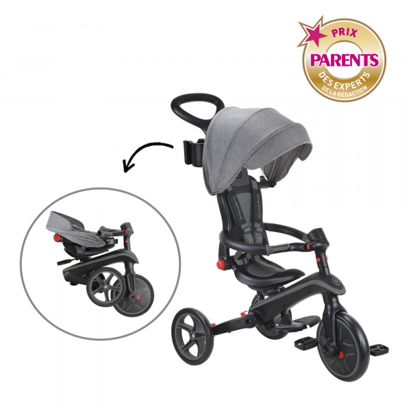 Tricycle explorer 4 en 1 évolutif et pliable noir et gris Globber