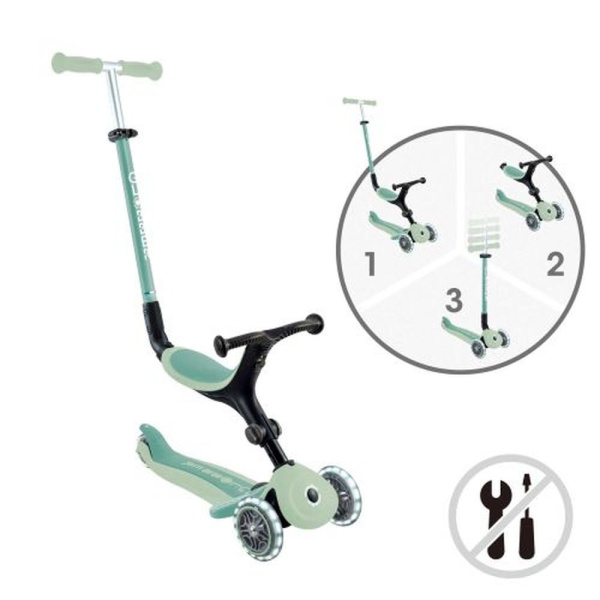 Trottinette évolutive go up active lights eco pistache Globber