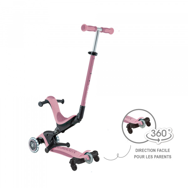 Trottinette évolutive go up deluxe lights eco 360 framboise Globber