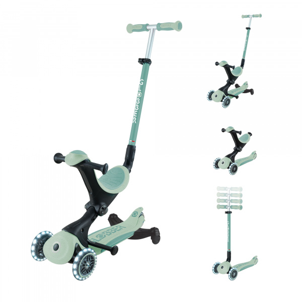 Trottinette évolutive go up deluxe lights eco 360 pistache Globber