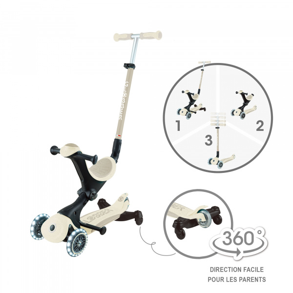 Trottinette évolutive go up deluxe lights eco 360 sable Globber