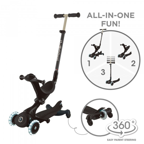 Trottinette évolutive go up deluxe lights eco 360 pistache Globber