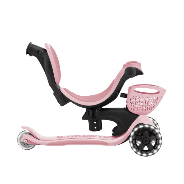 Trottinette évolutive go up baby 3 en 1 lights 360° rose Globber