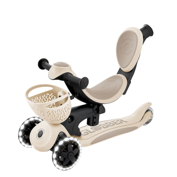Trottinette évolutive go up baby 3 en 1 lights 360° taupe Globber