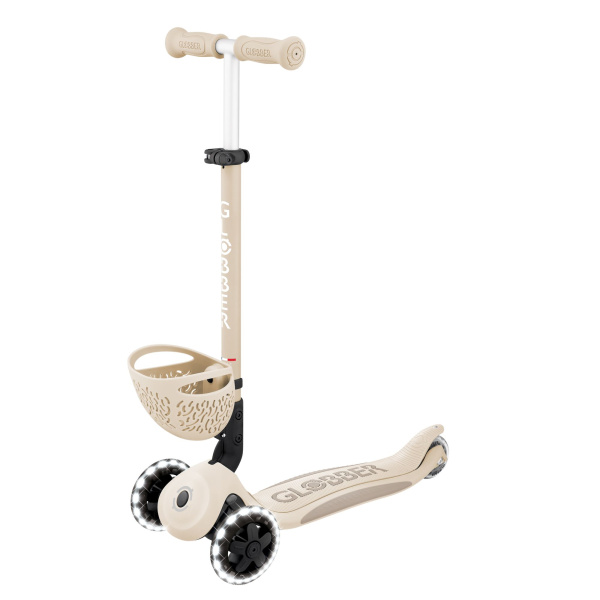Trottinette évolutive go up baby 3 en 1 lights 360° taupe Globber