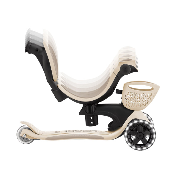 Trottinette évolutive go up baby 3 en 1 lights 360° taupe Globber