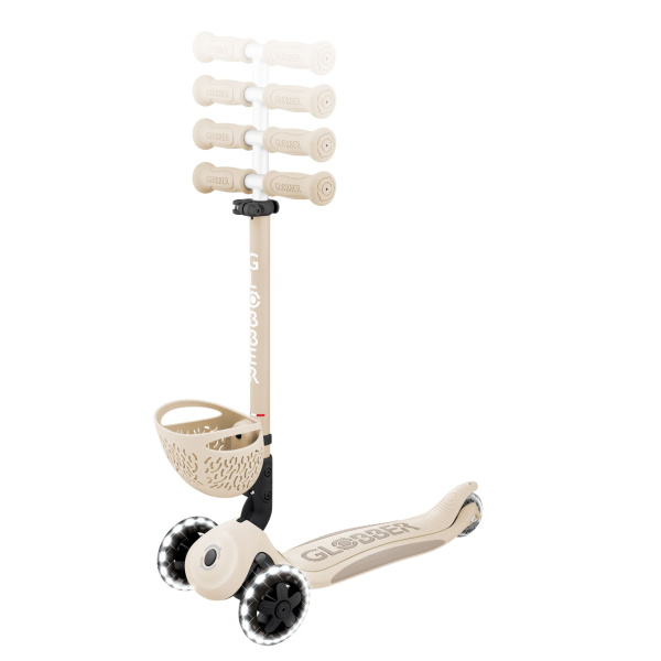 Trottinette évolutive go up baby 3 en 1 lights 360° taupe Globber
