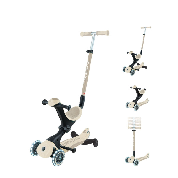 Trottinette évolutive go up deluxe lights eco 360 + casque enfant rider xxs/xs sable Globber