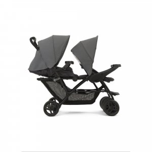 Poussette duo stadium double titanium + 2 sièges auto snugessentials midnight Graco