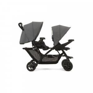 Poussette duo stadium double titanium + 2 sièges auto snugessentials midnight Graco