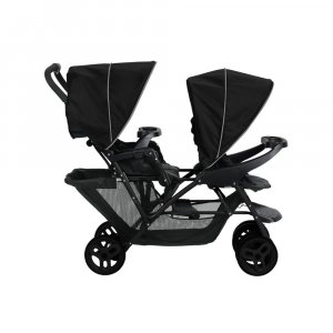 Poussette duo stadium double black grey + 2 sièges auto snugessentials midnight Graco