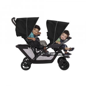 Poussette duo stadium double black grey + 2 sièges auto snugessentials midnight Graco