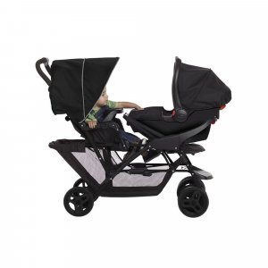 Poussette duo stadium double black grey + 2 sièges auto snuglite midnight Graco