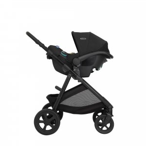 Poussette trio near2me dlx + siège auto snuglite + nacelle midnight Graco