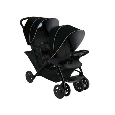 Poussette duo stadium double black grey + 2 sièges auto snugessentials midnight