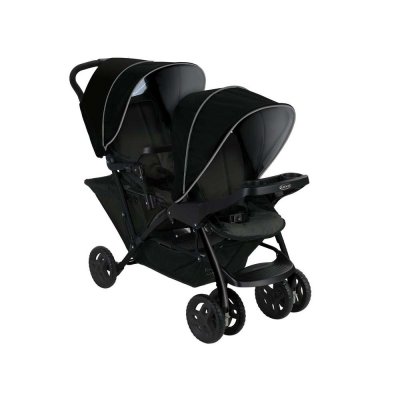 Poussette duo stadium double black grey + 2 sièges auto snuglite midnight