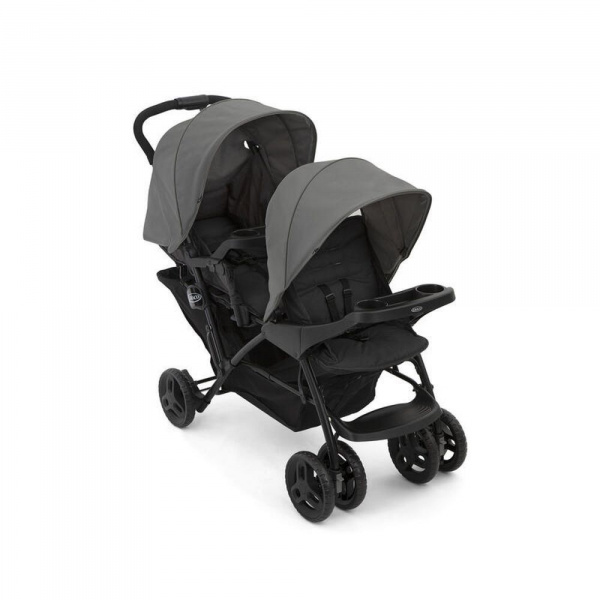 Poussette duo stadium double titanium + 2 sièges auto snugessentials midnight Graco