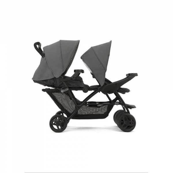 Poussette duo stadium double titanium + 2 sièges auto snugessentials midnight Graco