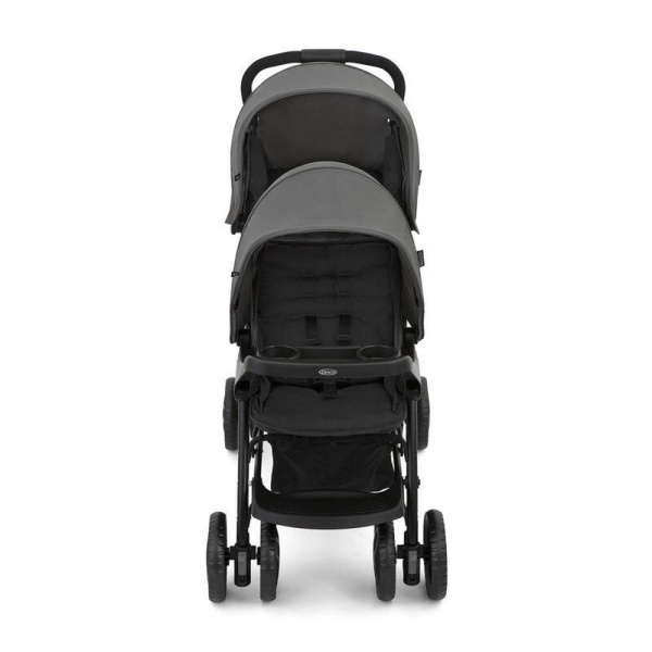 Poussette duo stadium double titanium + 2 sièges auto snugessentials midnight Graco